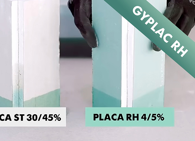 Niveles de absorción de agua en placas de yeso ST y RH